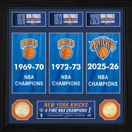 2026 NBA Finals Champions New York Knicks Framed Championship Banner 3x