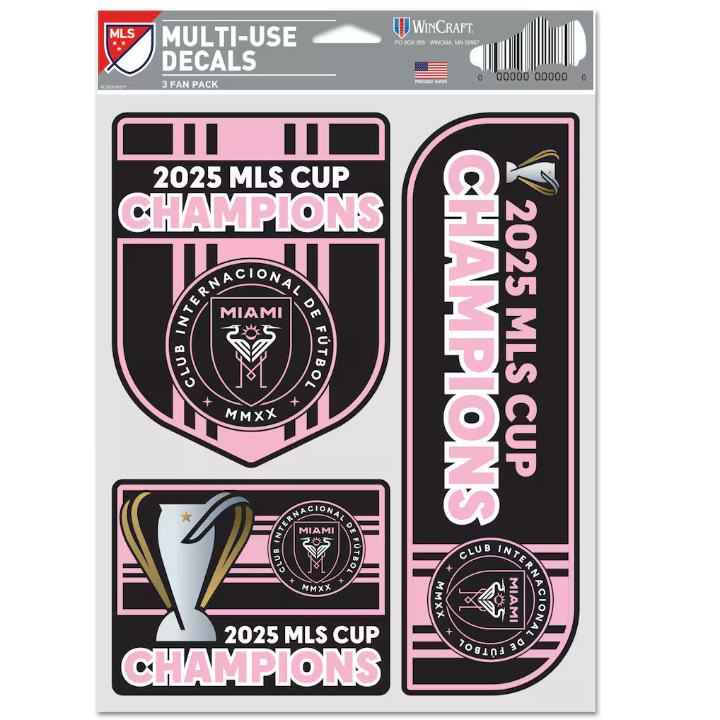 2025 MLS CUP CHAMPIONS Inter- Miami FC Decal Set 5.7 x 7.75 Lionel Messi