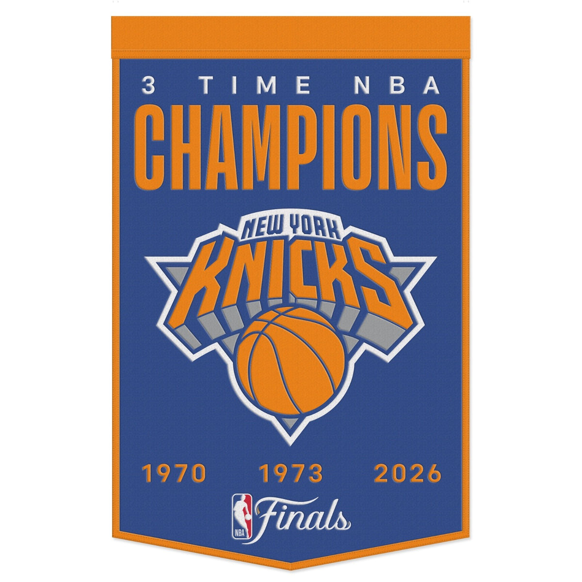 2025 2026 NBA Finals Champions New York Knicks 24x38 Wool Banner