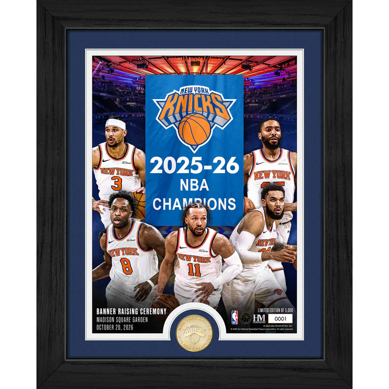 New York Knicks Banner Night Framed 13x 16 Photo Min 10/20/26 2026 NBA Champions