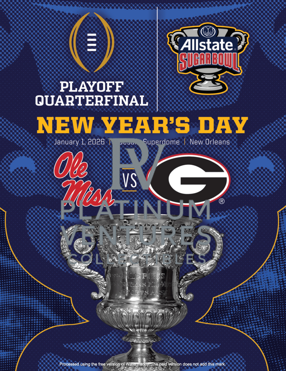 2026 Sugar Bowl Game Program Georgia Bulldogs vs Ole Miss Rebels 1/1/26