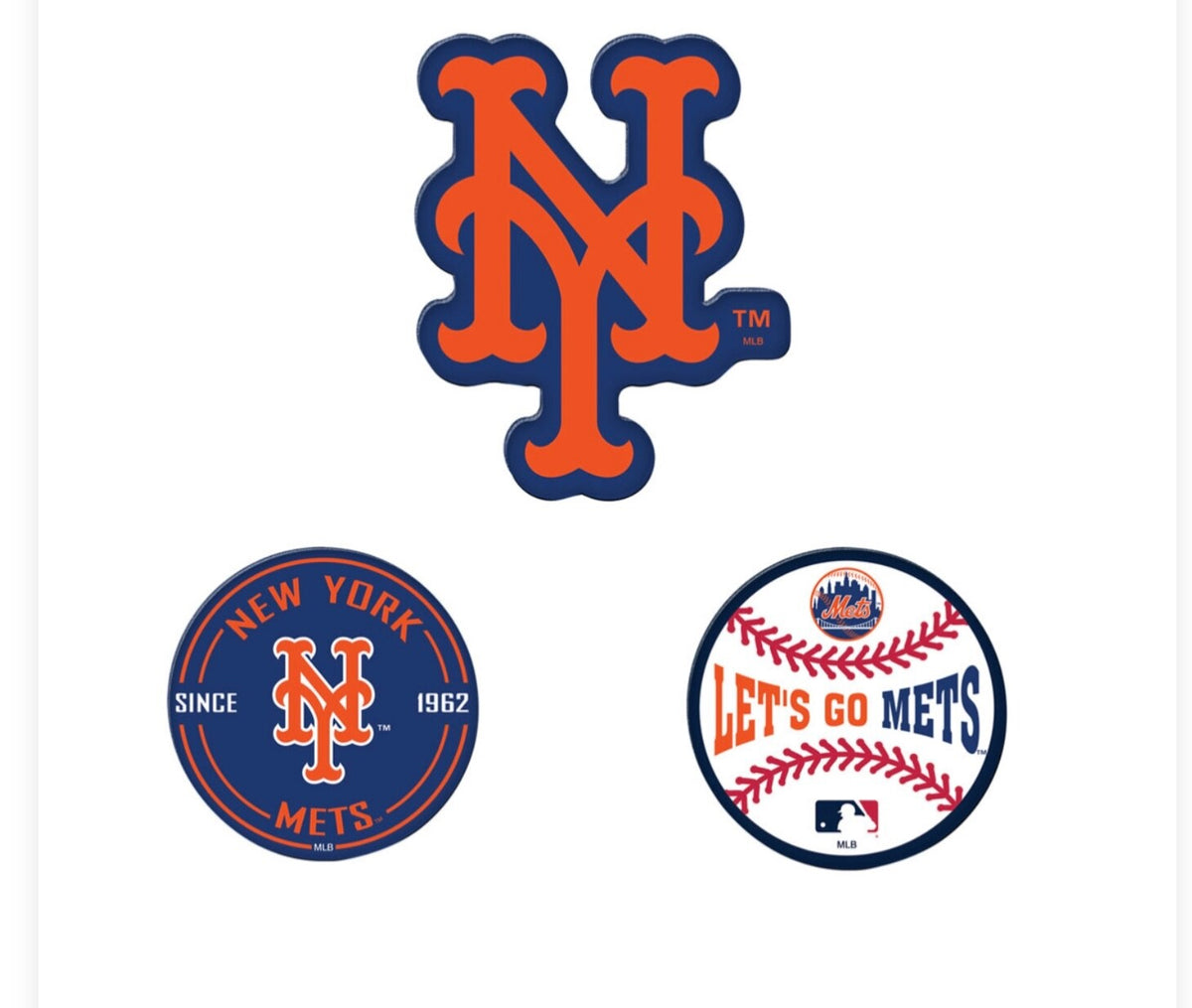 New York Mets  Logo Fridge Magnet Set of 3 Acrylic Juan Soto
