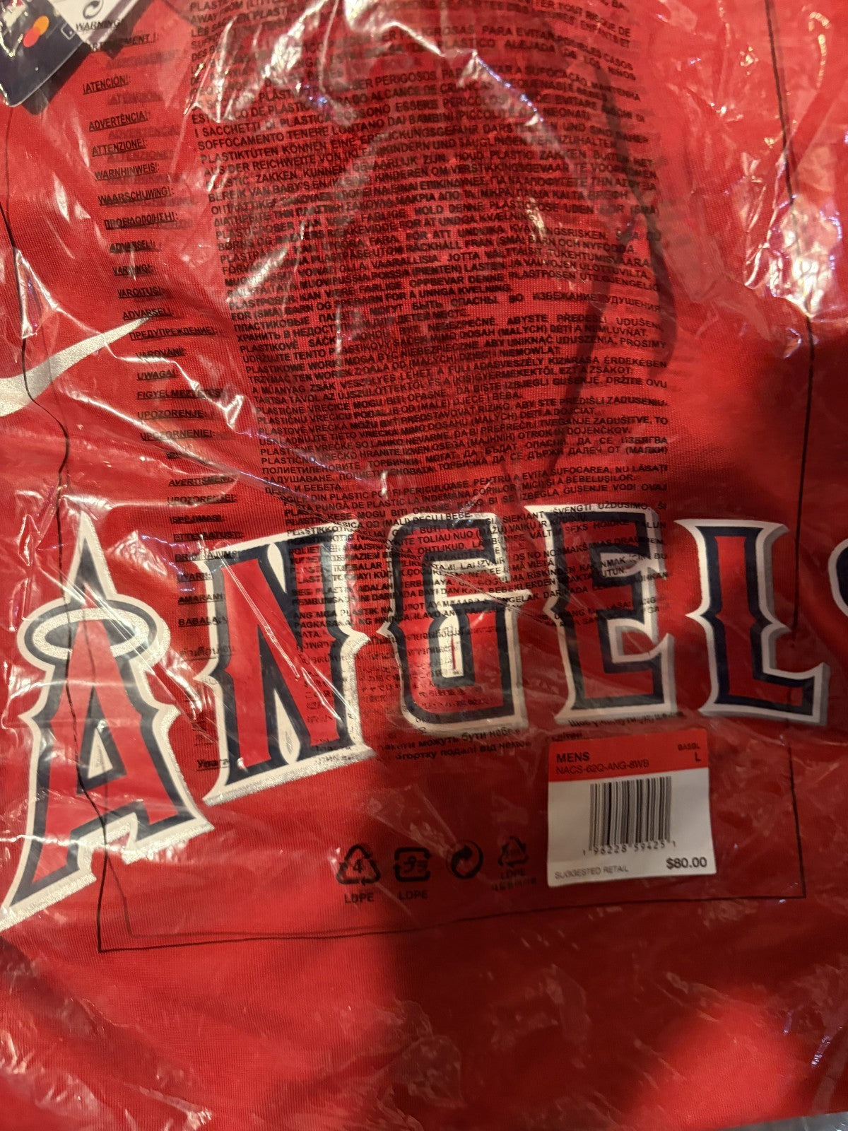 Los Angels Angels Nike MLB Authentic Collection V-Neck Batting Practice Large