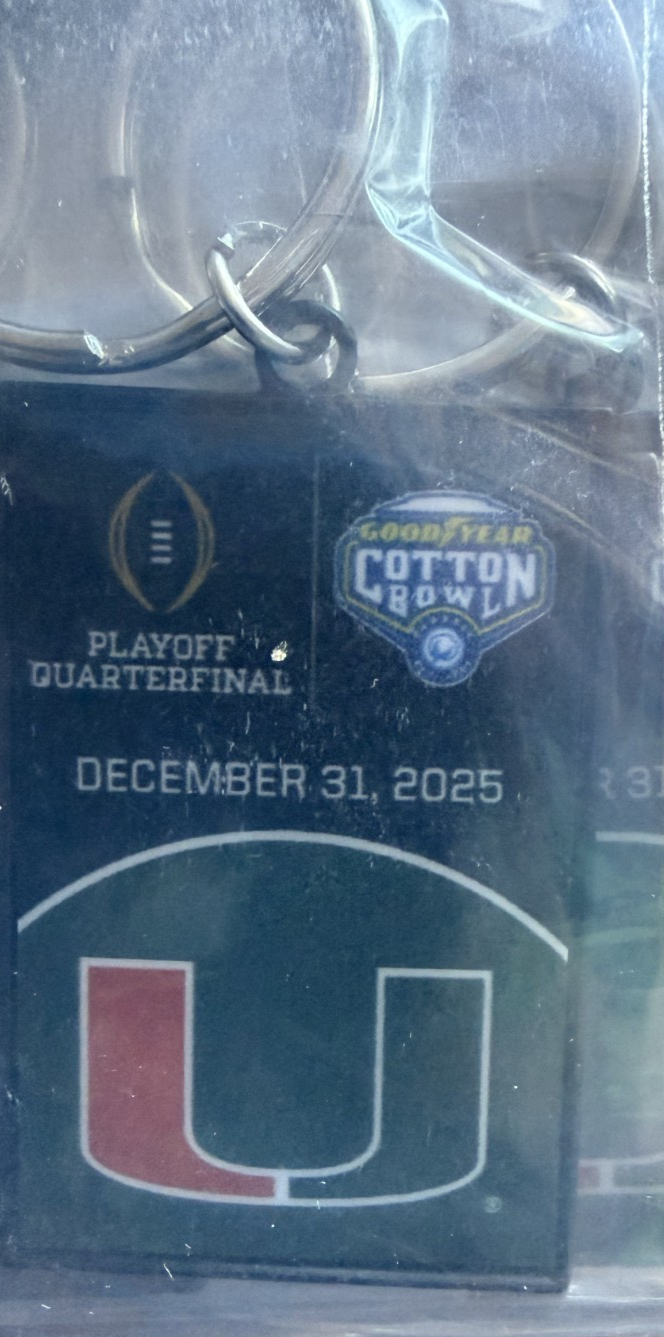 2025 2026 CFP Cotton Bowl Key Ring Miami Hurricanes Playoff Quarterfinals