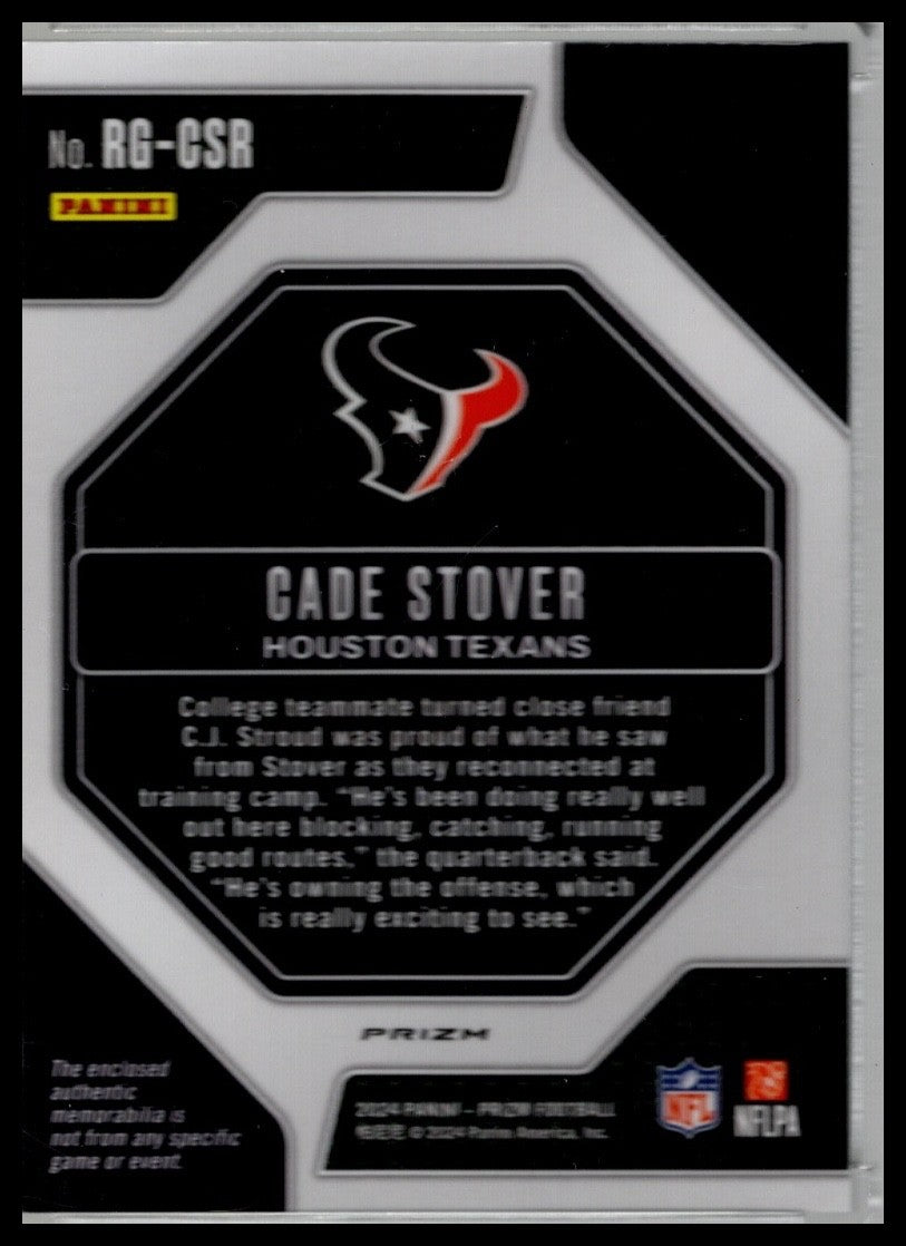 2024 Panini Prizm - Rookie Gear Cade Stover #RG-CSR Neon Green Pulsar Prizm...