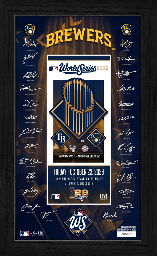 2026 MLB World Series Framed Signature 12x20 Milwaukee Brewers NL Champions Stub