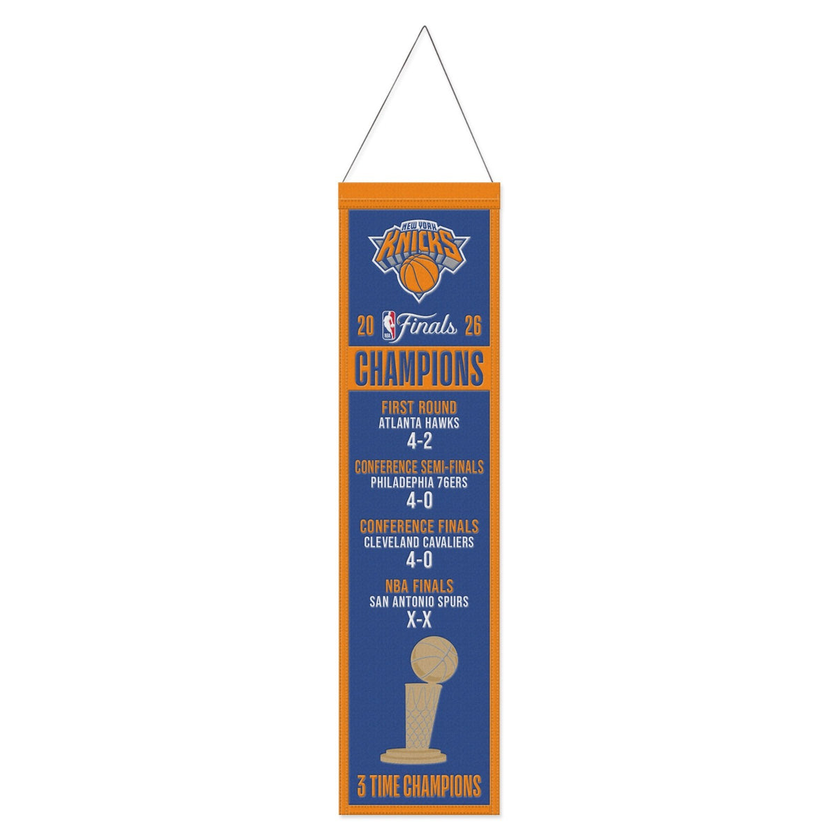 2025 2026 NBA Finals Champions New York Knicks 8 x 32 Wool Banner