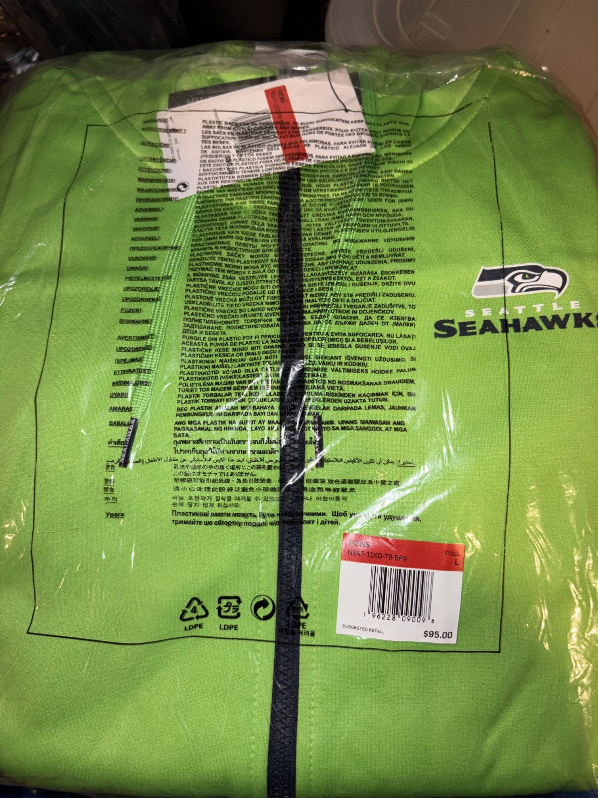 Nike Seattle Seahawks Sideline Hoodie Sweatshirt Jacket Full- Zip
