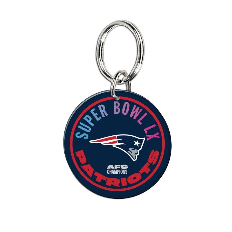 2025 NFL AFC CHAMPIONS NEW ENGLAND PATRIOTS KEYRING SUPER BOWL 60 LX 2026