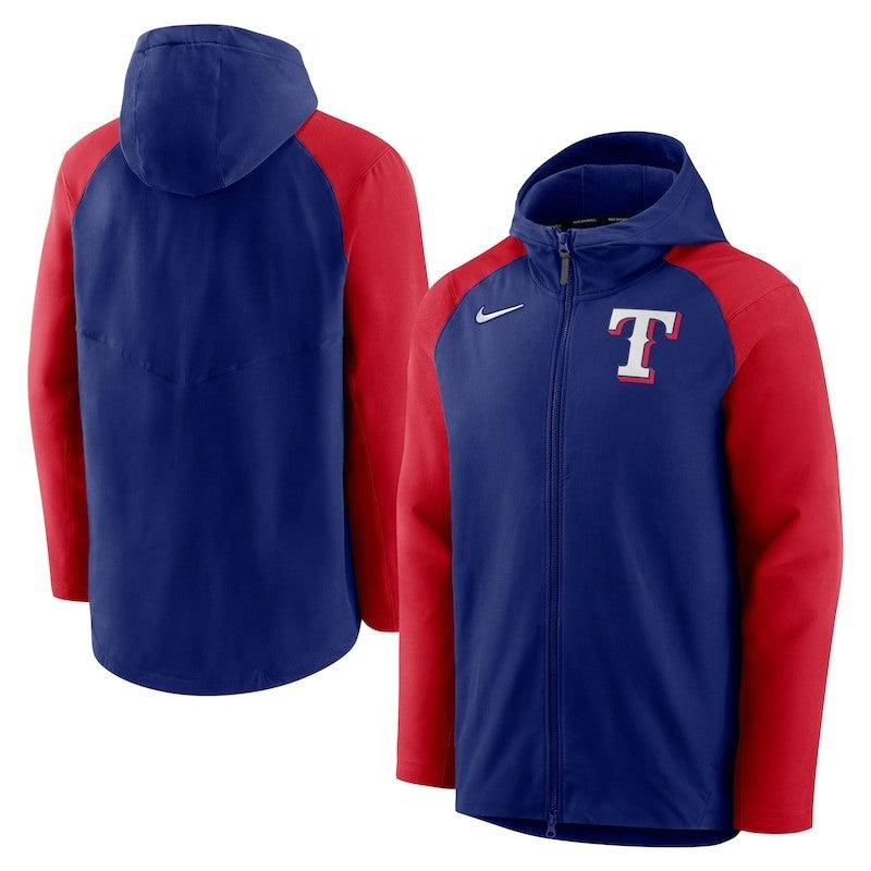 Nike Authentic Collection Raglan Full-Zip Hoodie Texas Rangers Large Jacket