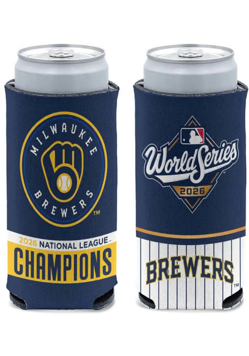 2026 MLB NL Champions Milwaukee Brewers Slim Can Cooler NLCS World Series