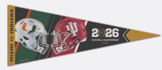 2025 2026 CFP National Championship Miami Hurricanes vs Indiana Hoosiers Pennant