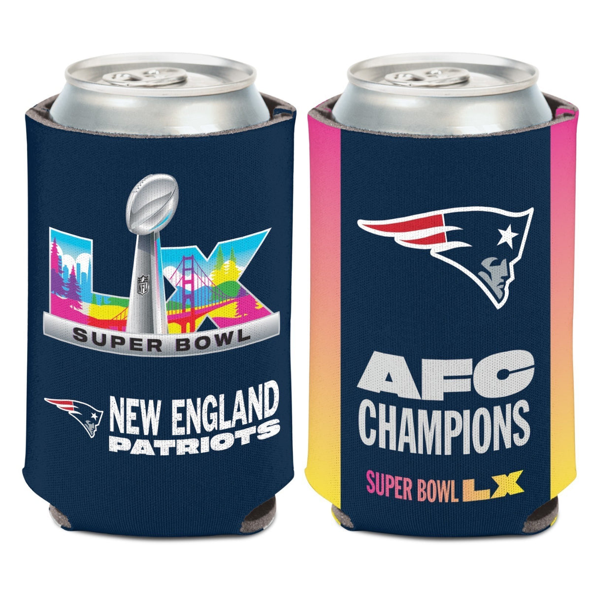 2025 NFL AFC CHAMPIONS NEW ENGLAND PATRIOTS CAN COOLER SUPER BOWL 60 LX 2026
