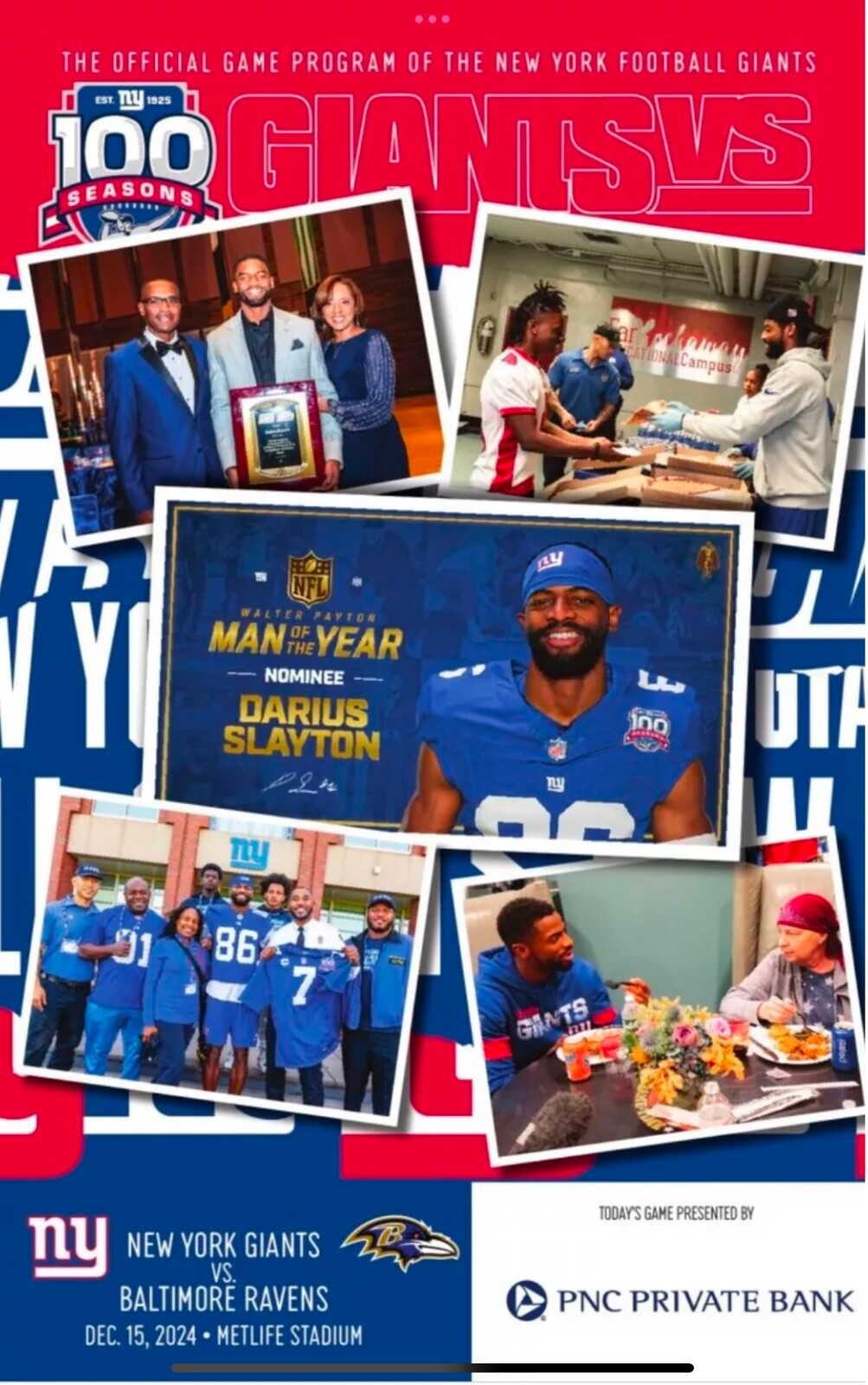 2024 NY New York Giants vs Baltimore Ravens Game Day Program 12/15/24