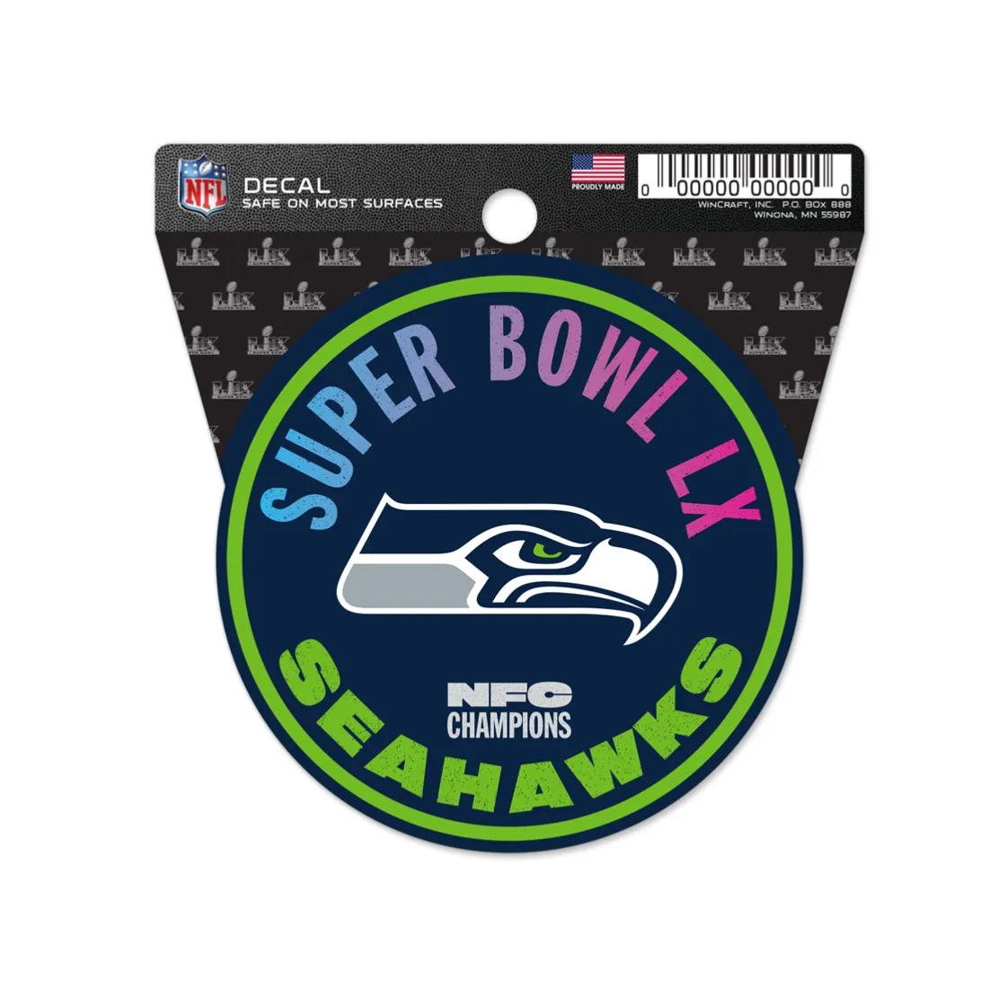 2025 NFL NFC CHAMPIONS SEATTLE SEAHAWKS DECAL SUPER BOWL 60 LX 2026