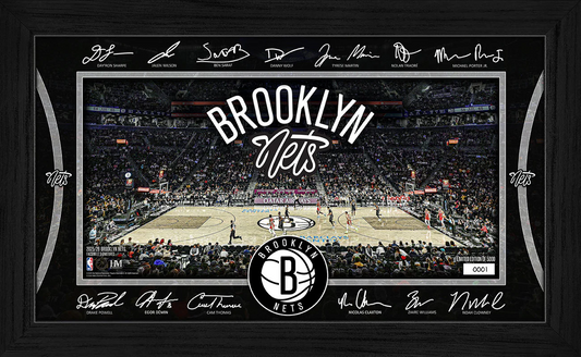 2025 NBA Brooklyn Nets Framed Signature Court Barclays Center 12x20