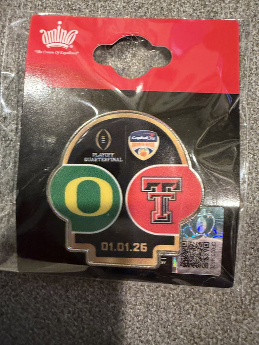 2025 2026 CFP Quarterfinals Orange Bowl Dueling Pin Texas Tech vs Oregon 1/1/26