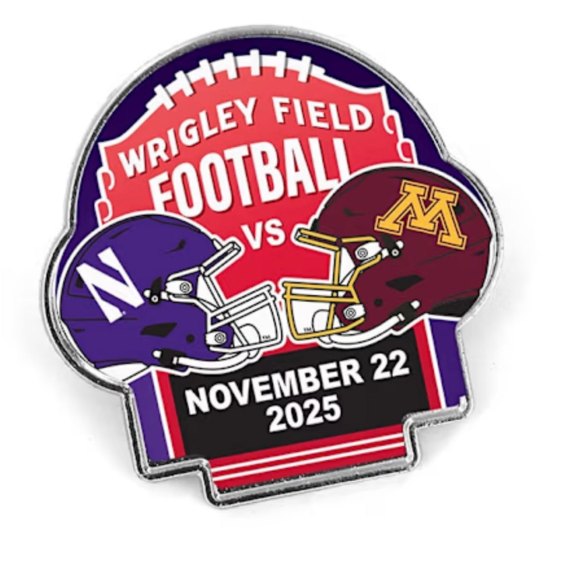 2025 Northwestern vs Minnesota Game day pin wrigley field 11/22/25