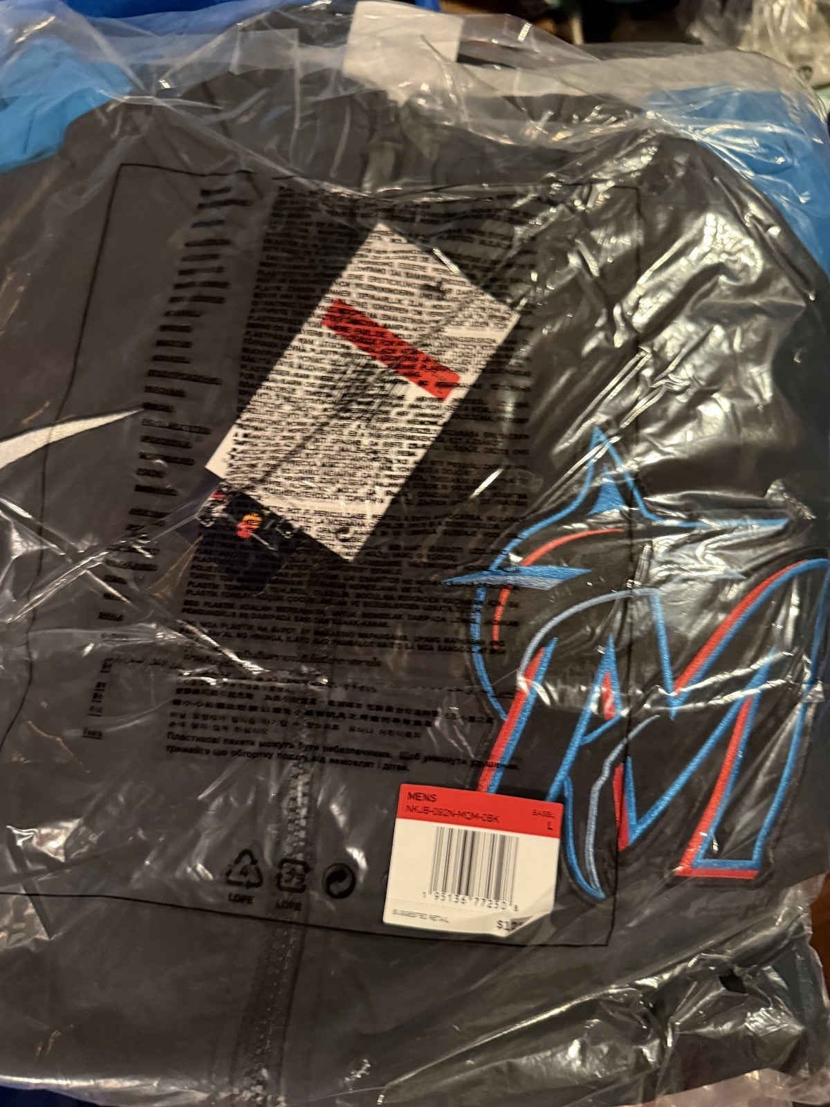 Nike Authentic Collection Raglan Hoodie Miami Marlins Jacket Large