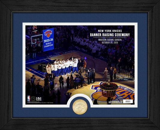 New York Knicks Banner Night Framed 13x16 Photo Mint 10/20/26 2026 NBA Champions