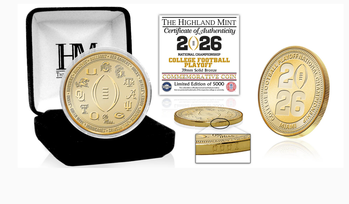 2025 2026 CFP PLAYOFF FULL FIELD COIN OHIO STATE INDIANA OLE MISS MIAMI OREGON