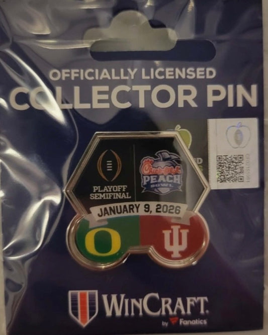 2026 CFP Peach Bowl Dueling Collector Pin Indiana Hoosiers Oregon Ducks 1/9/26