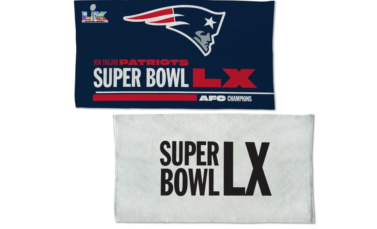 2025 NFL AFC CHAMPIONS NEW ENGLAND PATRIOTS LOCKER TOWEL SUPER BOWL 60 LX 2026