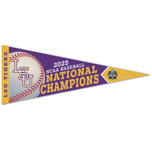 LSU 2025 NCAA CWS Baseball College World Series National Champions Pennant