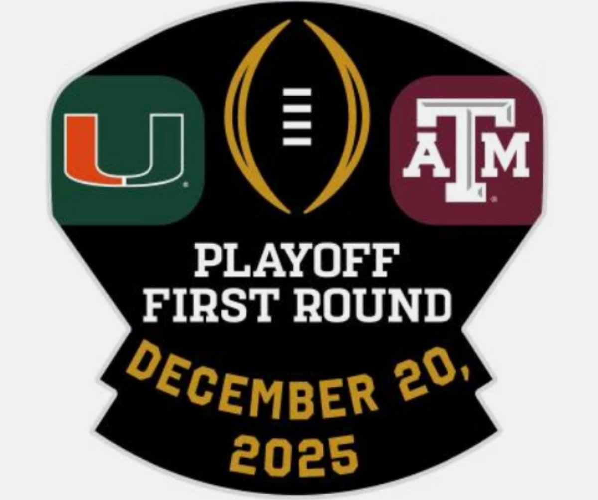 2025 2026 CFP First Round Pin Miami Hurricanes vs Texas A&M Aggies 12/20/25