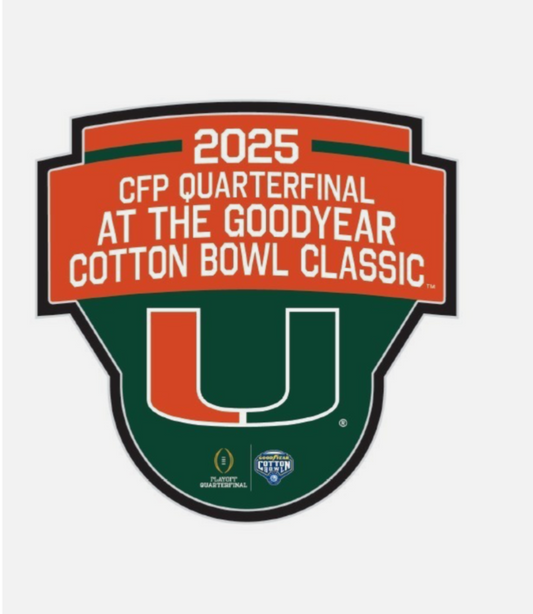 2025 2026 CFP Miami Hurricanes Cotton Bowl College Football Playoff Pin