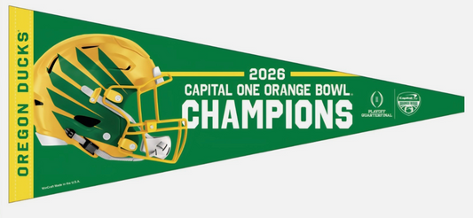 2025 2026 CFP ORANGE BOWL GAME CHAMPIONS PENNANT OREGON DUCKS PEACH BOWL