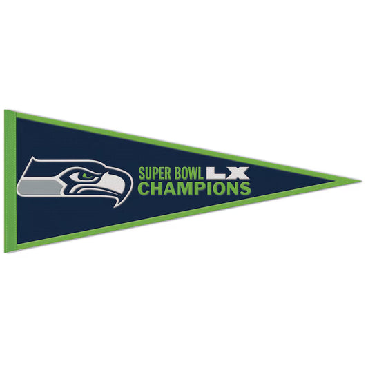 2026 NFL SUPER BOWL LX 60 CHAMPIONS SEATTLE SEAHAWKS WOOL PENNANT