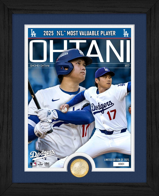 2025 NL MVP BACK 2 BACK SHOHEI OHTANI LOS ANGELES DODGERS FRAMED PHOTO MINT COIN