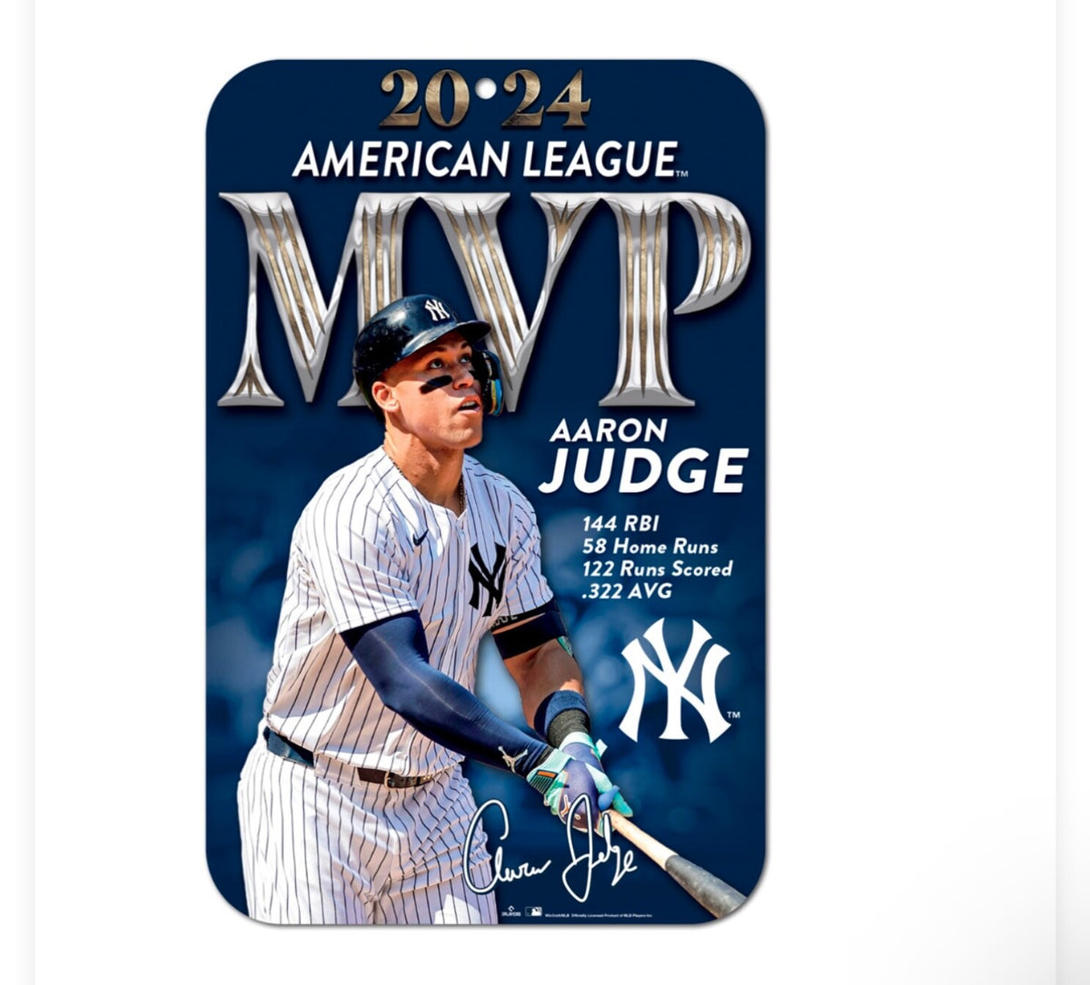 2024 MLB American League MVP Aaron Judge Collector Sign New York Yankees