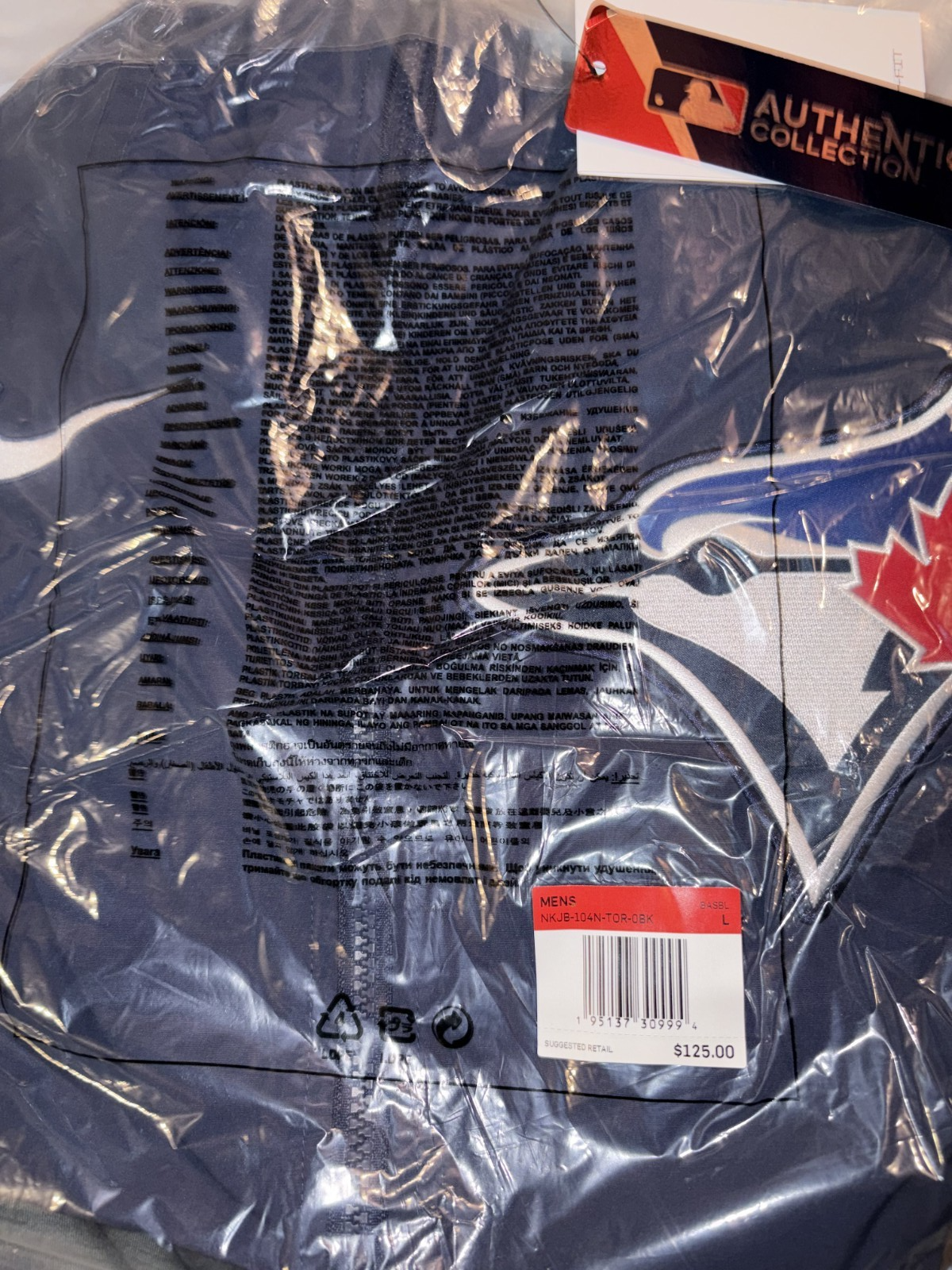 Toronto Blue Jays Nike Authentic Collection Raglan Full-Zip Hoodie Jacket Large