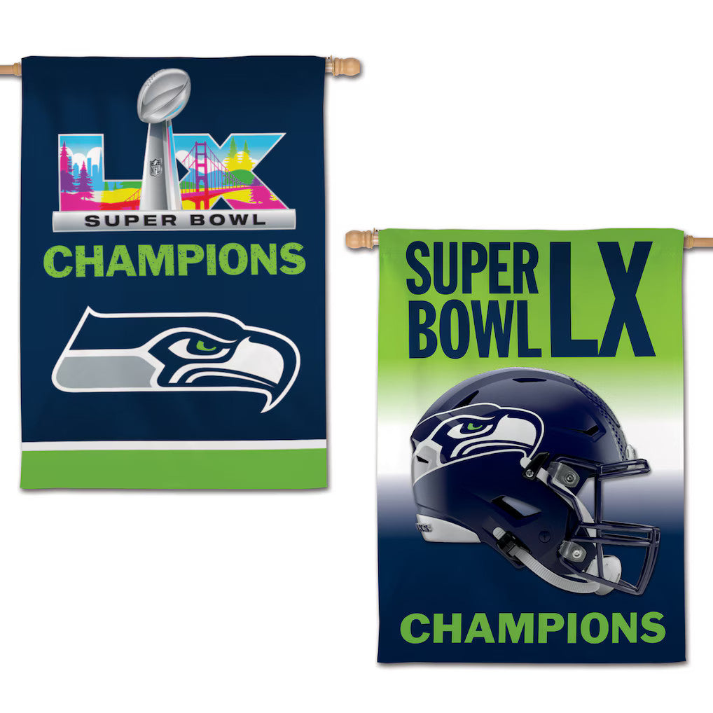 2026 NFL SUPER BOWL LX 60 CHAMPIONS SEATTLE SEAHAWKS 2 SIDED BANNER