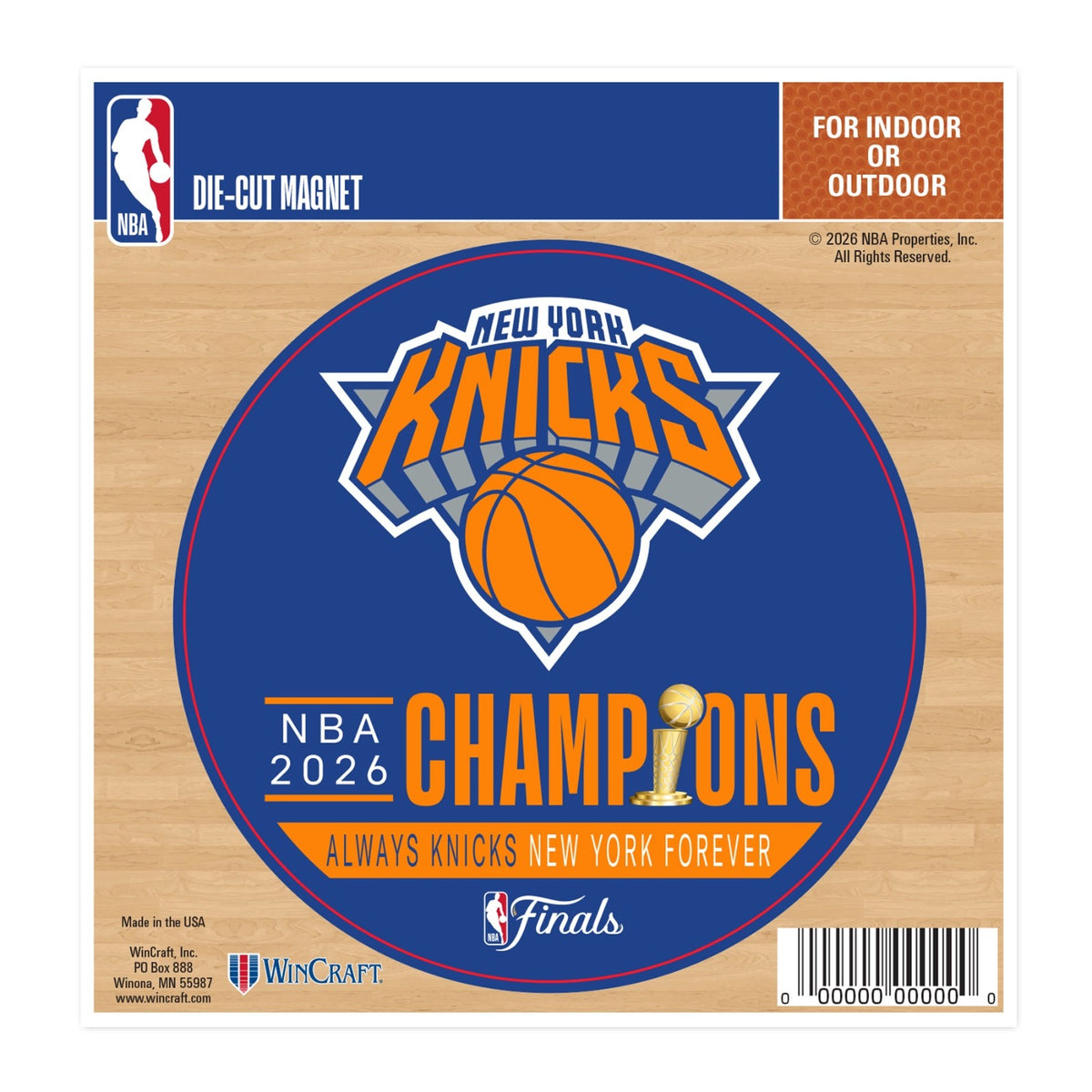 2025 2026 NBA Finals Champions New York Knicks Magnet 4.5 x 6