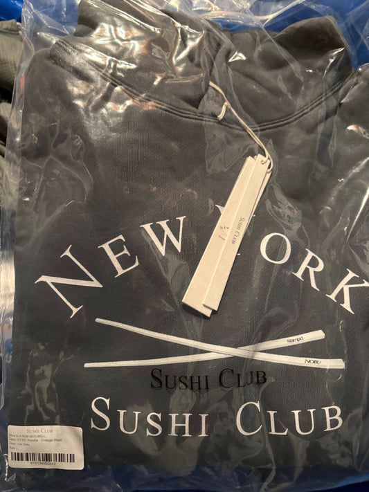 Sushi Club New York Sweatshirt Hoodie Vintage Grey L