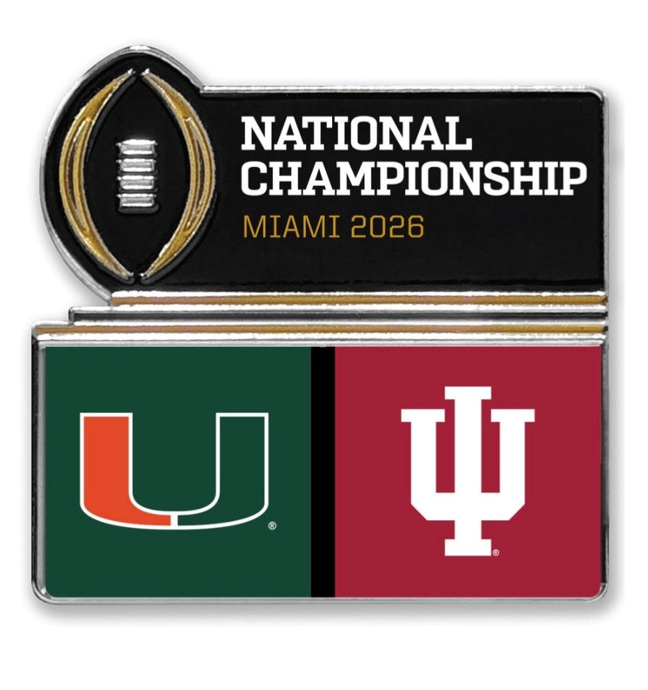 2025 2026 CFP National Championship Miami Hurricanes Indiana Hoosiers Pin 1/19/2