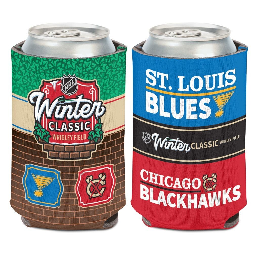 2024 Winter Classic Dueling Can Cooler Chicago Blackhawks St Louis Blues Koozie