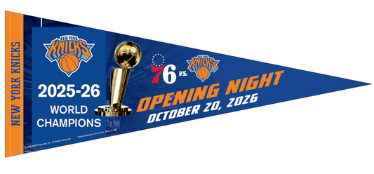 2026 New York Knicks Opening Night Pennant Ring Philadelphia 76ers 10/20/26