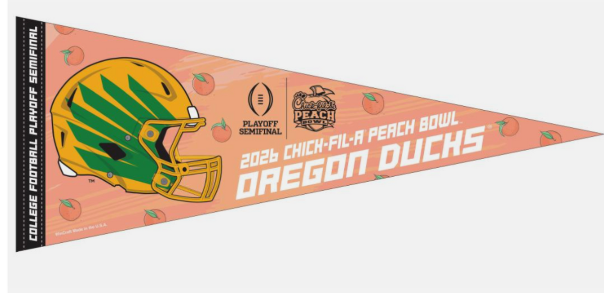 2025 2026 CFP OREGON DUCKS PEACH BOWL GAME PARTICIPANT PENNANT SEMI-FINALS