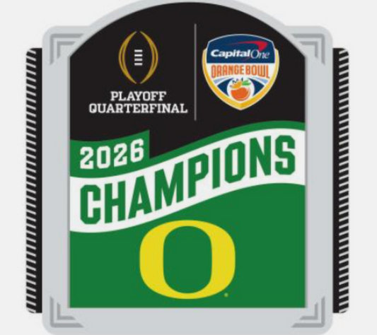 2025 2026 CFP ORANGE BOWL CHAMPIONS PIN OREGON DUCKS PEACH BOWL
