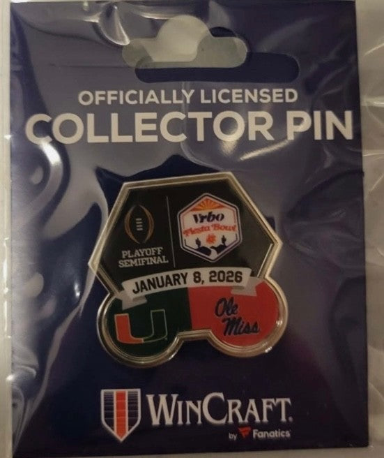 2026 CFP Fiesta Bowl Dueling Pin Miami Hurricanes Ole Miss Rebels 1/9/26