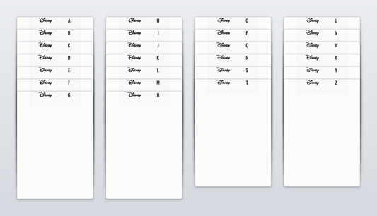 Standard Sports Card Team Dividers with 26 Disney Logo A-Z