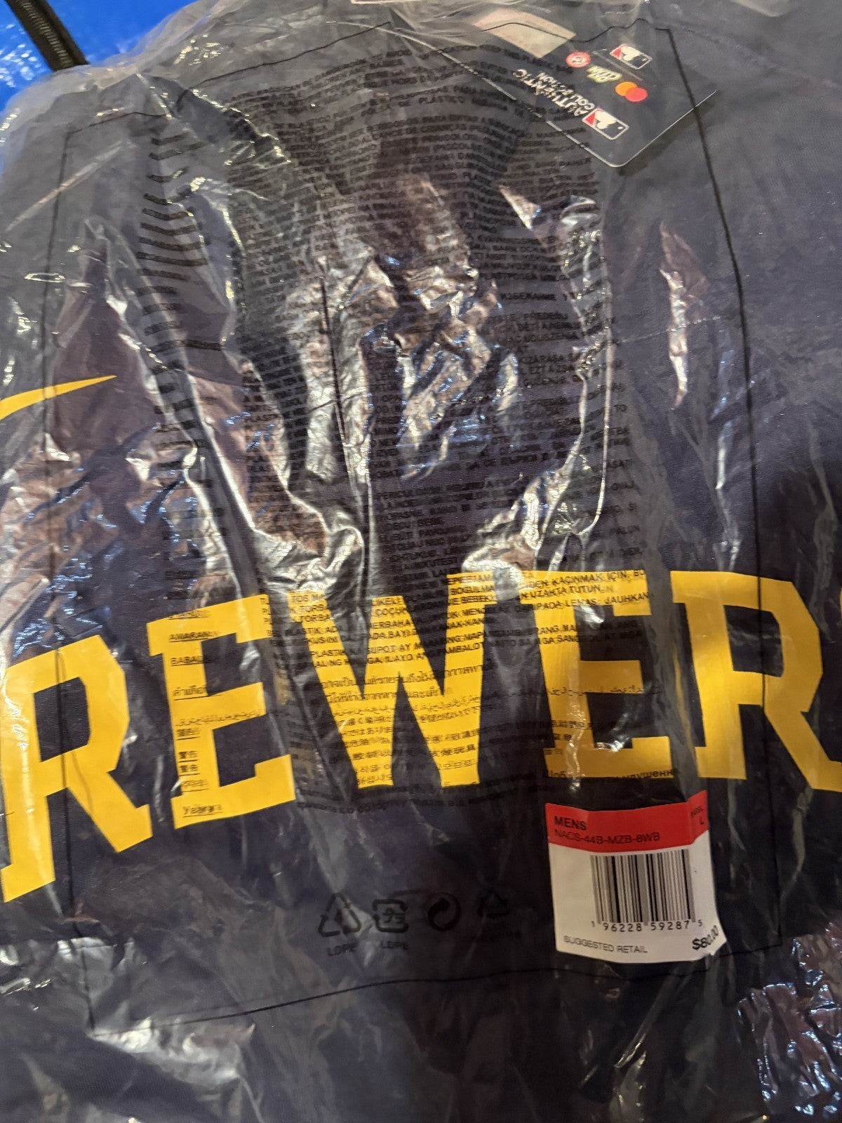 Milwaukee Brewers Nike MLB Authentic Collection V-Neck Batting Practice Large