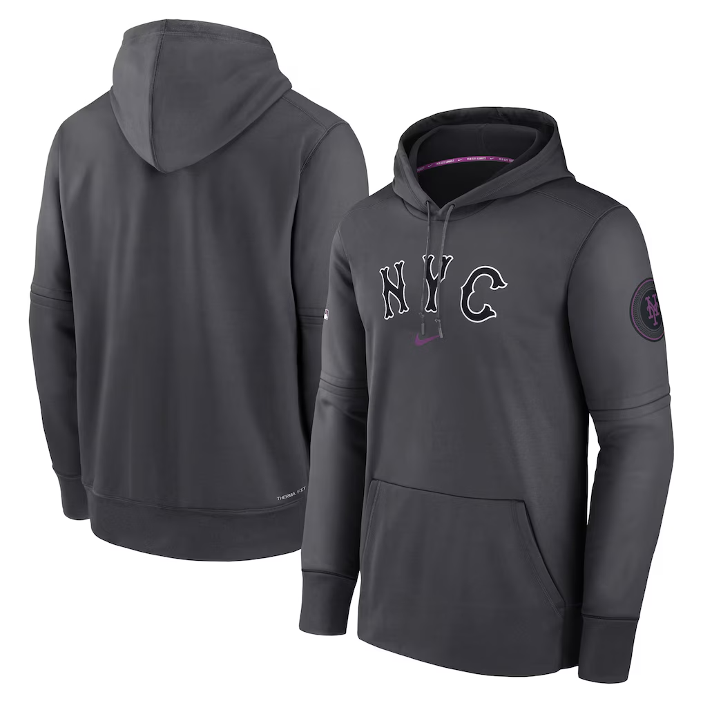 New York Mets Nike Charcoal 2024 City Connect Authentic Collection Pullover Larg