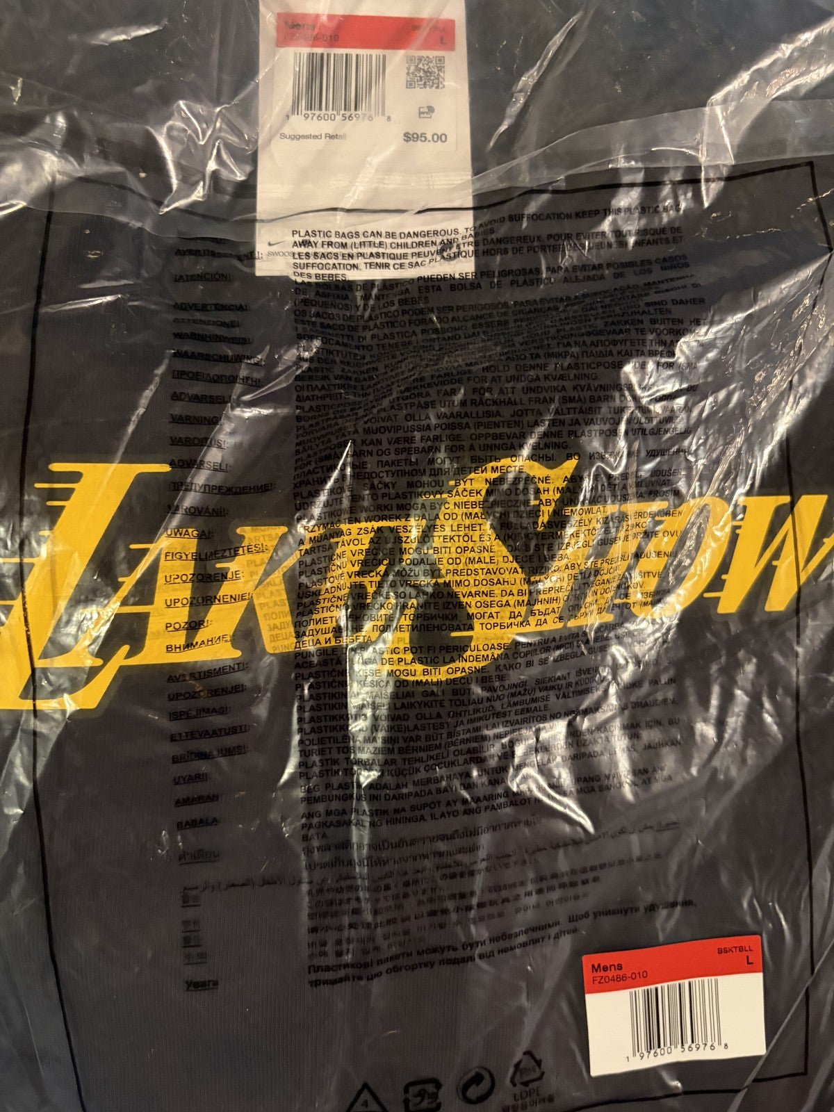 Los Angeles Lakers City Edition Nike Standard Issue Hoodie Sweatshirt Large