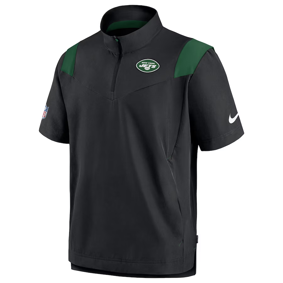 Nike New York Jets Sideline Coach Short Sleeve Half-Zip Hoodie Large