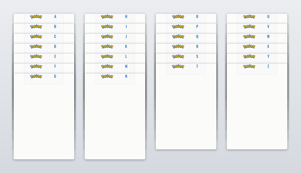 Standard Sports Card Team Dividers with 26 Pokemon Logo A-Z